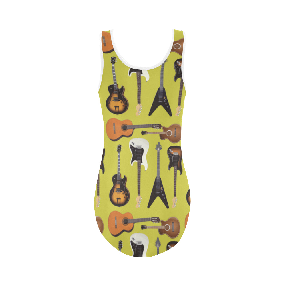 Guitar Pattern Vest One Piece Swimsuit - TeeAmazing