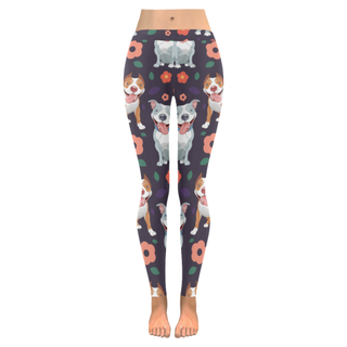 Pit bull Flower Low Rise Leggings (Invisible Stitch) (Model L05) - TeeAmazing