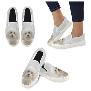 Bichon Frise Lover White Women's Slip-on Canvas Shoes - TeeAmazing