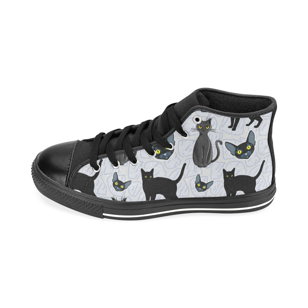 Bombay cat Black Men’s Classic High Top Canvas Shoes /Large Size - TeeAmazing