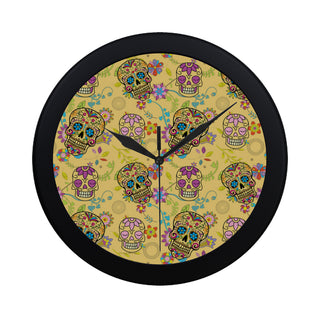 Sugar Skull Black Circular Plastic Wall clock - TeeAmazing