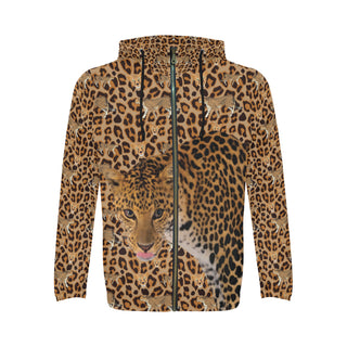 Leopard All Over Print Full Zip Hoodie for Men - TeeAmazing