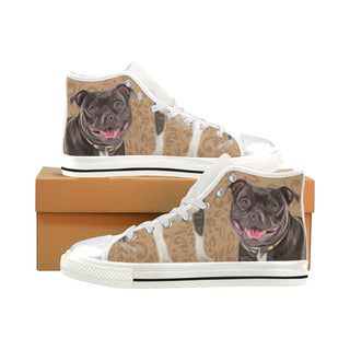 Staffordshire Bull Terrier Lover White High Top Canvas Women's Shoes/Large Size - TeeAmazing