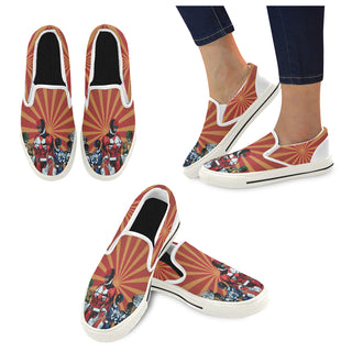 Power Ranger White Women's Slip-on Canvas Shoes/Large Size (Model 019) - TeeAmazing