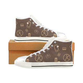 Accountant Pattern White High Top Canvas Women's Shoes/Large Size - TeeAmazing