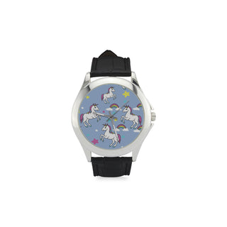 Unicorn Pattern Women's Classic Leather Strap Watch - TeeAmazing