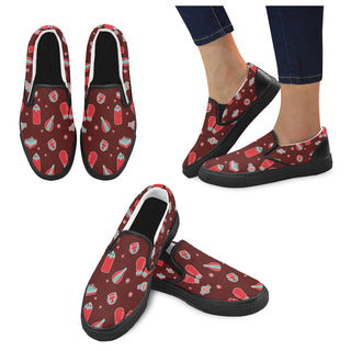 Boxing Pattern Black Women's Slip-on Canvas Shoes - TeeAmazing