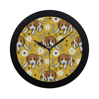 Beagle Black Circular Plastic Wall clock - TeeAmazing