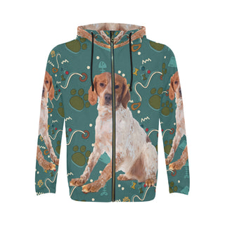 Brittany Spaniel Dog All Over Print Full Zip Hoodie for Men - TeeAmazing