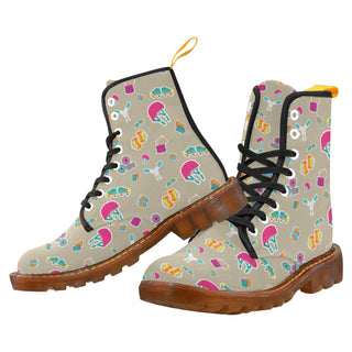 Roller Derby Pattern Black Boots For Women - TeeAmazing