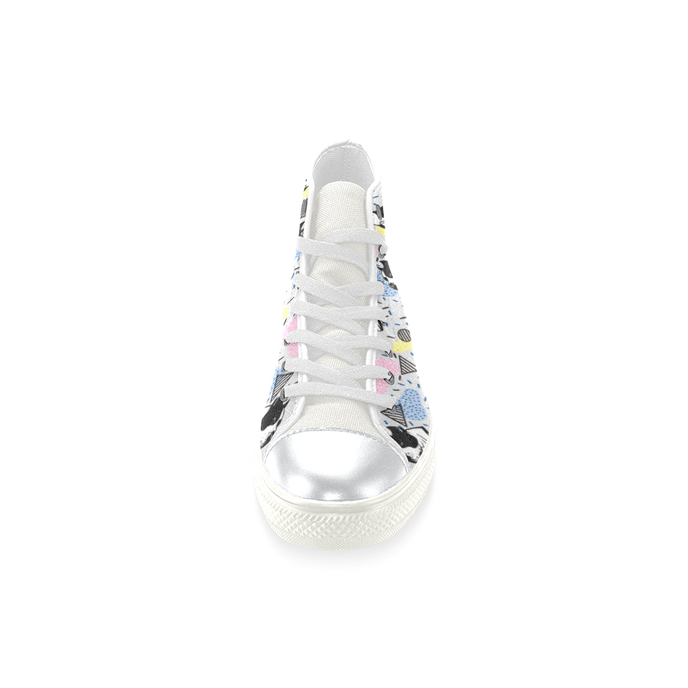 American Staffordshire Terrier Pattern White High Top Canvas Women's Shoes/Large Size - TeeAmazing