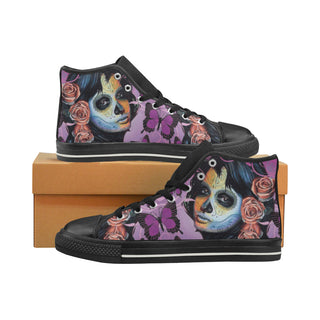 Sugar Skull Candy V1 Black Men’s Classic High Top Canvas Shoes - TeeAmazing