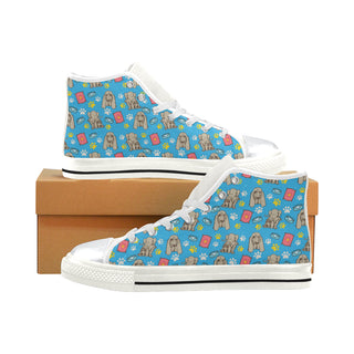 Bloodhound Pattern White High Top Canvas Shoes for Kid - TeeAmazing