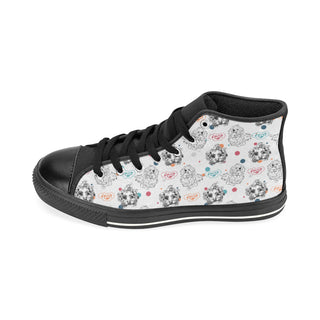 Maltese Pattern Black High Top Canvas Shoes for Kid - TeeAmazing