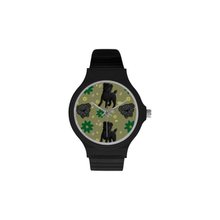 Affenpinschers Flower Unisex Round Plastic Watch(Model 302) - TeeAmazing