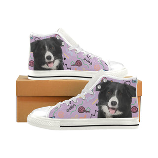 Border Collie White Men’s Classic High Top Canvas Shoes - TeeAmazing