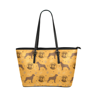 Rottweiler Pattern Leather Tote Bag/Small - TeeAmazing