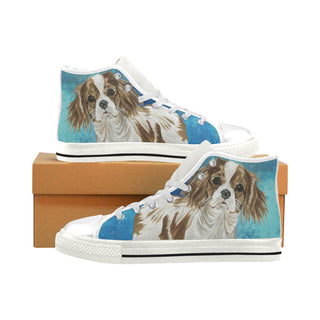 Cavalier King Charles Spaniel Water Colour No.1 White Men’s Classic High Top Canvas Shoes - TeeAmazing