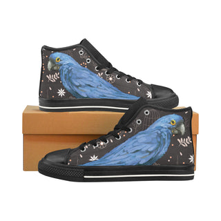 Hyacinth Macaw Parrot Black Men’s Classic High Top Canvas Shoes /Large Size - TeeAmazing