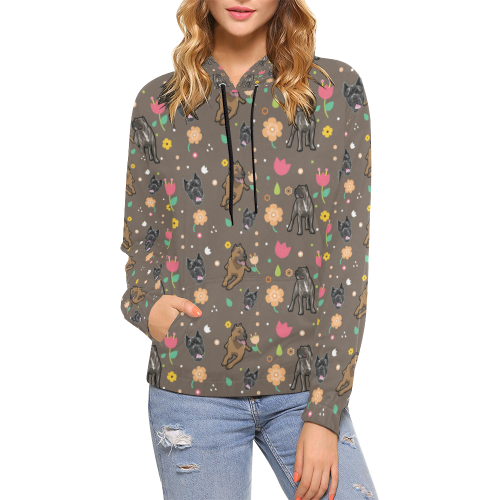 Cane Corso Flower All Over Print Hoodie for Women (USA Size) (Model H13) - TeeAmazing