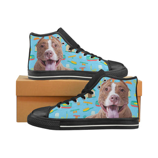 Pit bull Black High Top Canvas Women's Shoes/Large Size - TeeAmazing