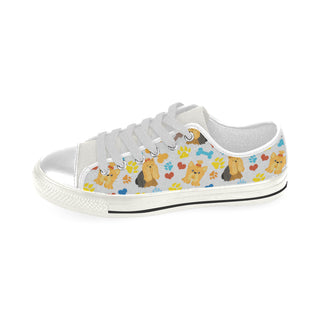 Shih Tzu Pattern White Low Top Canvas Shoes for Kid - TeeAmazing