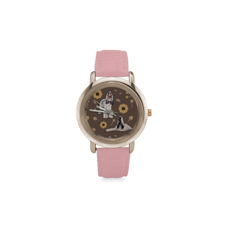 Afghan Hound Flower Women's Rose Gold Leather Strap Watch - TeeAmazing