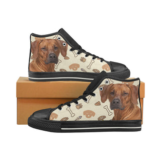 Rhodesian Ridgeback Dog Black High Top Canvas Shoes for Kid - TeeAmazing