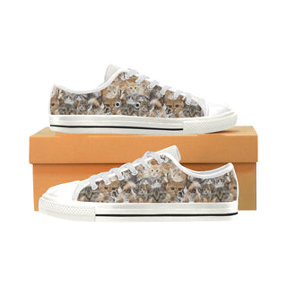 Cat White Low Top Canvas Shoes for Kid - TeeAmazing