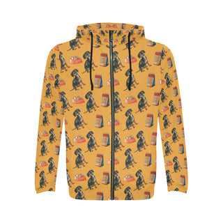 Dachshund Water Colour Pattern No.1 All Over Print Full Zip Hoodie for Men - TeeAmazing