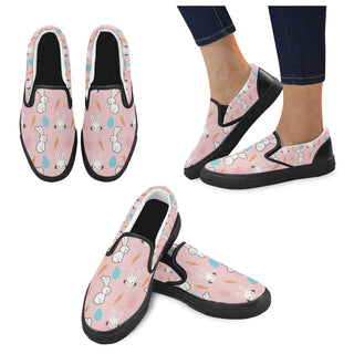 Rabbit Black Women's Slip-on Canvas Shoes - TeeAmazing