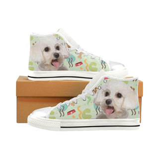 Maltipoo White High Top Canvas Women's Shoes/Large Size - TeeAmazing