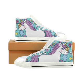 Unicorn White High Top Canvas Women's Shoes/Large Size - TeeAmazing