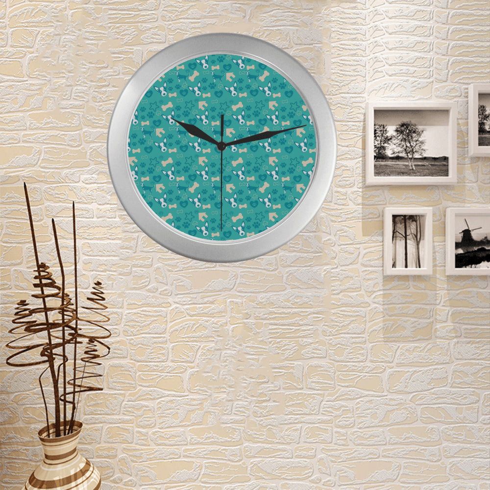 Australian Cattle Dog Pattern Silver Color Wall Clock - TeeAmazing