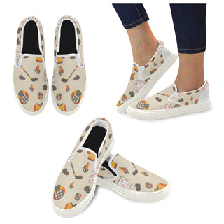 Hockey Pattern White Women's Slip-on Canvas Shoes - TeeAmazing