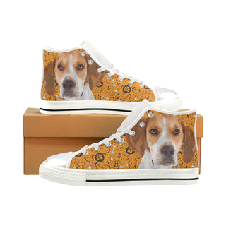 Coonhound White High Top Canvas Women's Shoes/Large Size - TeeAmazing