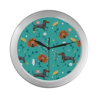 Dachshund Flower Silver Color Wall Clock - TeeAmazing