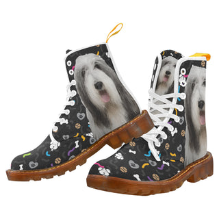 Bearded Collie Dog White Boots For Women - TeeAmazing