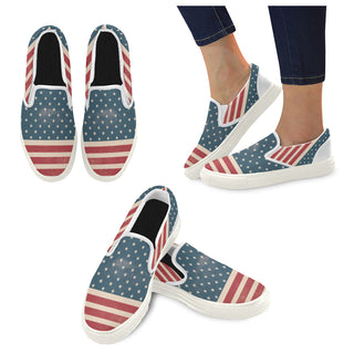 4th July V2 White Women's Slip-on Canvas Shoes - TeeAmazing