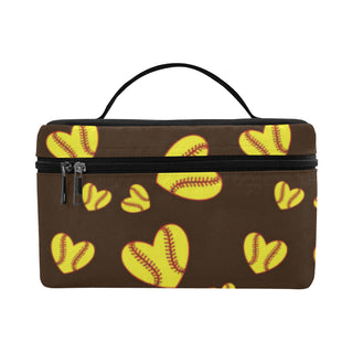 Softball Heart Pattern Cosmetic Bag/Large - TeeAmazing