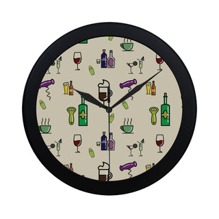 Bartender Pattern Black Circular Plastic Wall clock - TeeAmazing
