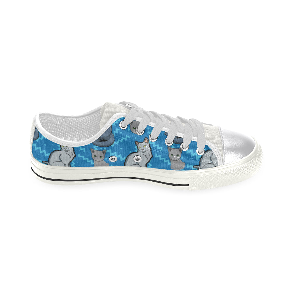 Russian Blue White Canvas Women's Shoes/Large Size - TeeAmazing