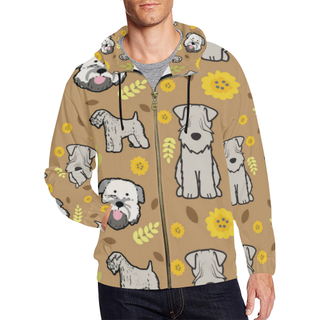 Soft Coated Wheaten Terrier Flower All Over Print Full Zip Hoodie for Men (Model H14) - TeeAmazing