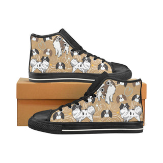 Japanese Chin Black Men’s Classic High Top Canvas Shoes /Large Size - TeeAmazing