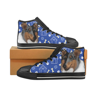 Collie Dog Black Men’s Classic High Top Canvas Shoes /Large Size - TeeAmazing