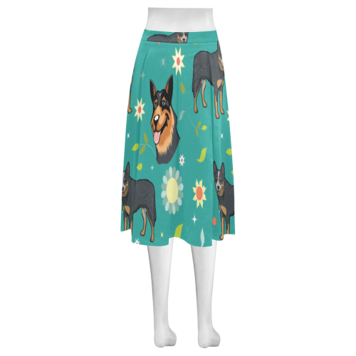 Australian Cattle Dog Flower Mnemosyne Women's Crepe Skirt (Model D16) - TeeAmazing