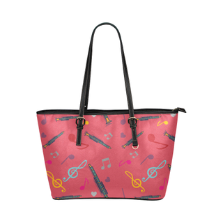 Clarinet Pattern Leather Tote Bag/Small - TeeAmazing