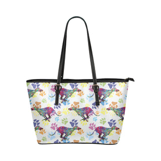 Greyhound Running Pattern No.1 Leather Tote Bag/Small - TeeAmazing
