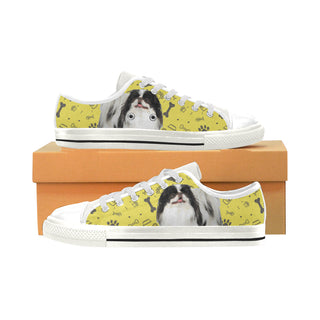 Japanese Chin Dog White Men's Classic Canvas Shoes - TeeAmazing