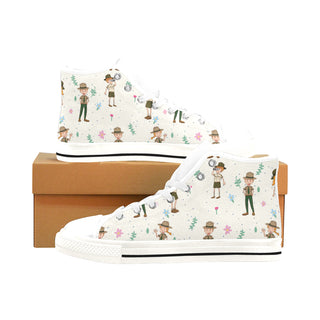 Zoo Keeper Pattern White Men’s Classic High Top Canvas Shoes /Large Size - TeeAmazing